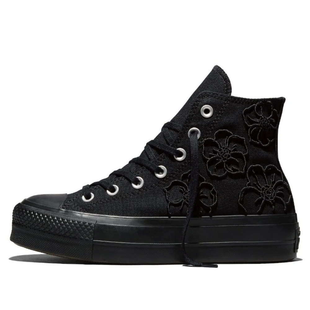 Converse Chuck Taylor All Star Graphic Black Floral Lace-Up High-Top Sneakers - Picture 1 of 9